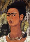 Frida Kahlo Self-Portrait with Monkey oil painting artist